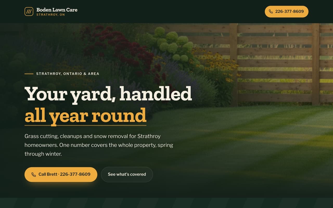 Boden Lawn Care — a spec build for a lawn care business