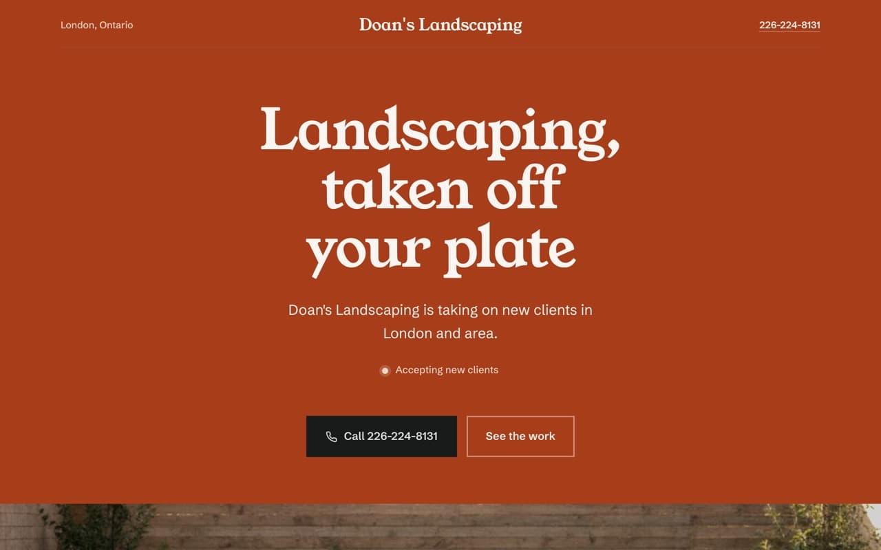 Doan's Landscaping — a spec build for a landscaping business