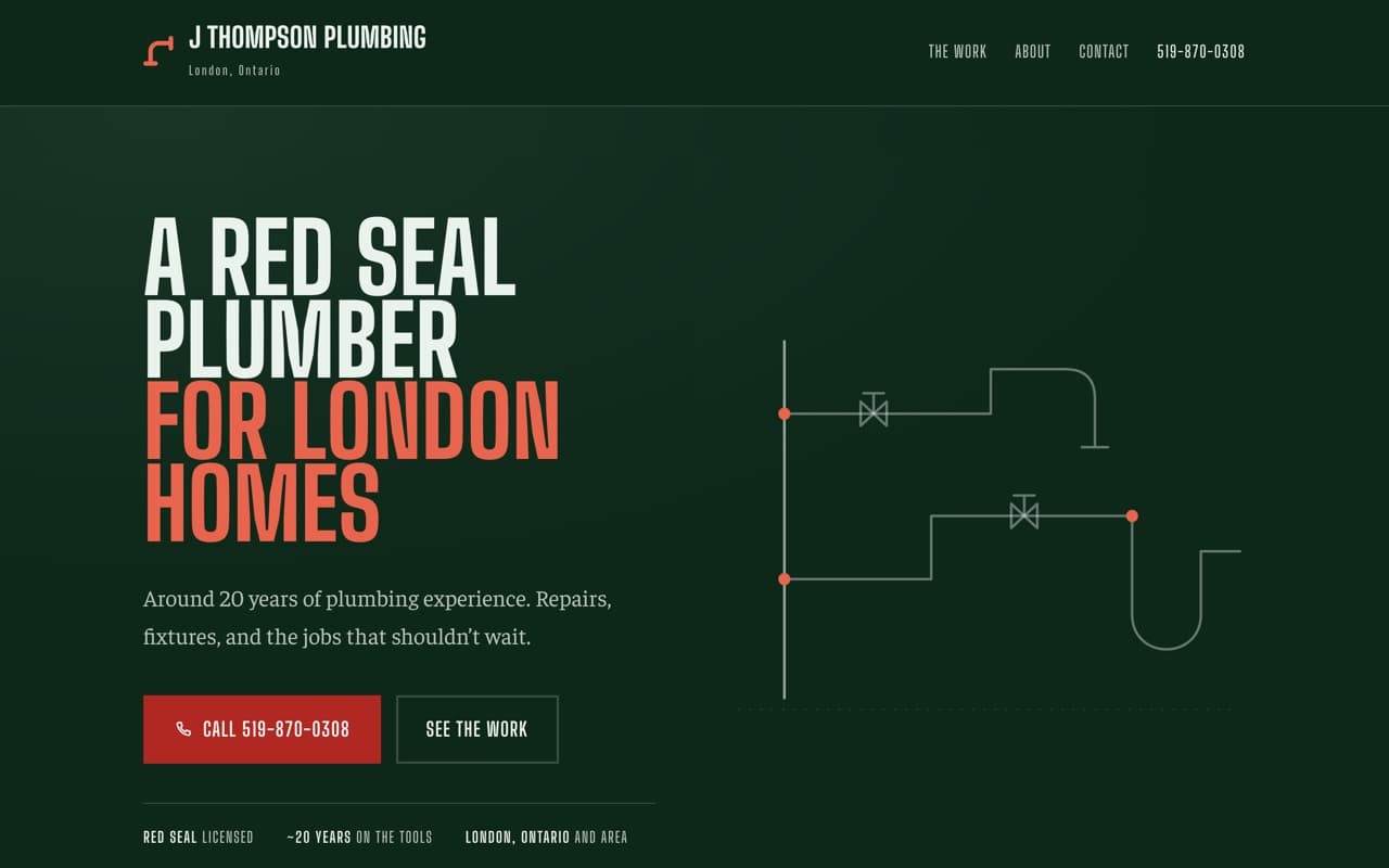 J Thompson Plumbing — a spec build for a plumbing business