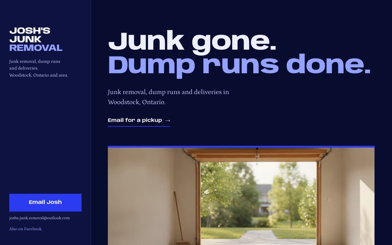 Josh's Junk Removal — a spec build for a junk removal business