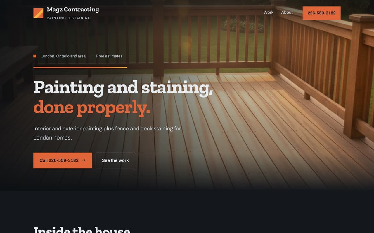 Magz Contracting — a spec build for a painting & staining business